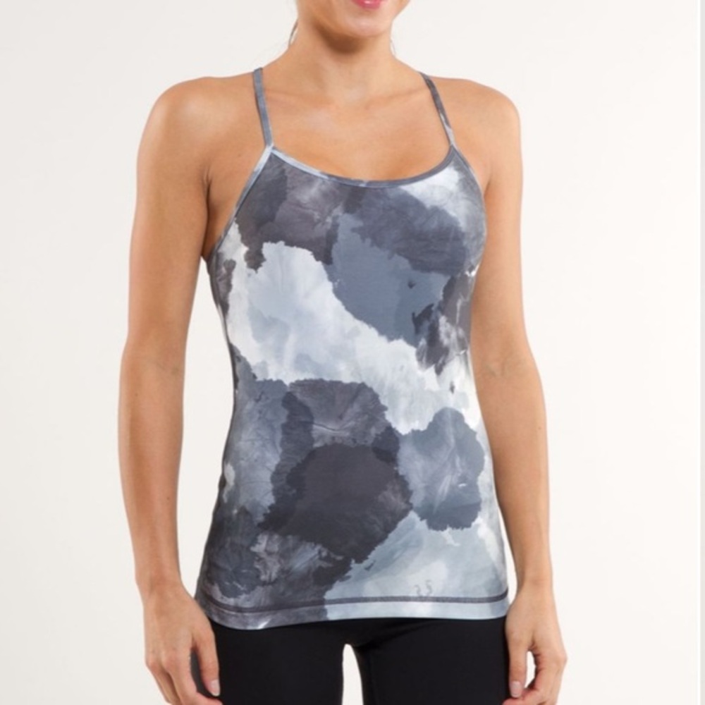 LULULEMON Power Y Tank White Coal Tinted Canvas Super Size 10